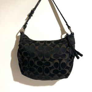 Coach black CC signature print canvas Women's Shoulder Bag